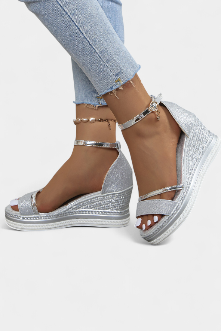 Sandalias Ortopédicas Corinne con Plataforma Wedge y Brillo Elegante