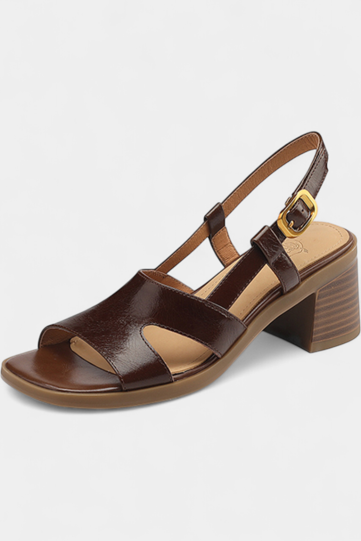 Sandalias Retro Milie con Punta Cuadrada y Tacón Confortable