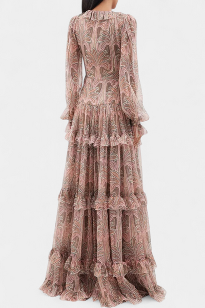 Ayla Vestido Maxi con Estampado Paisley Retro