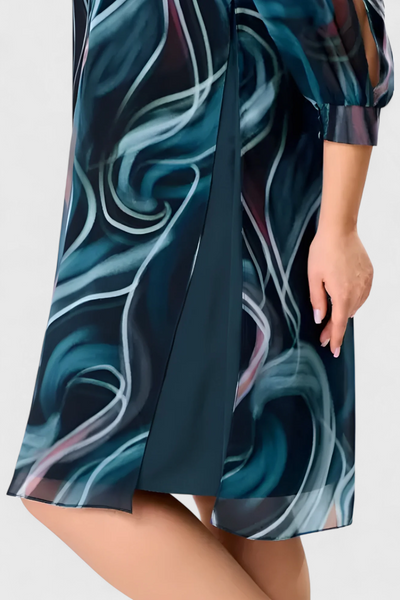 Vestido de Gasa Almira con Estampado Ocean Whirl y Corte Suelto