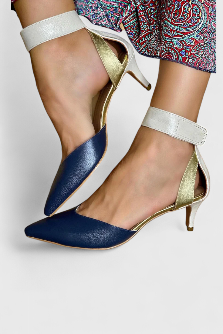 Galfira Zapatos de Tacón Bajo con Punta Delgada y Correa Chic