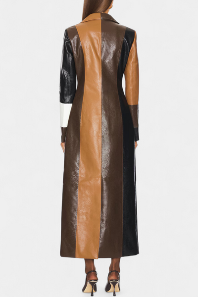 Norelle Patchwork Leather Trench Coat