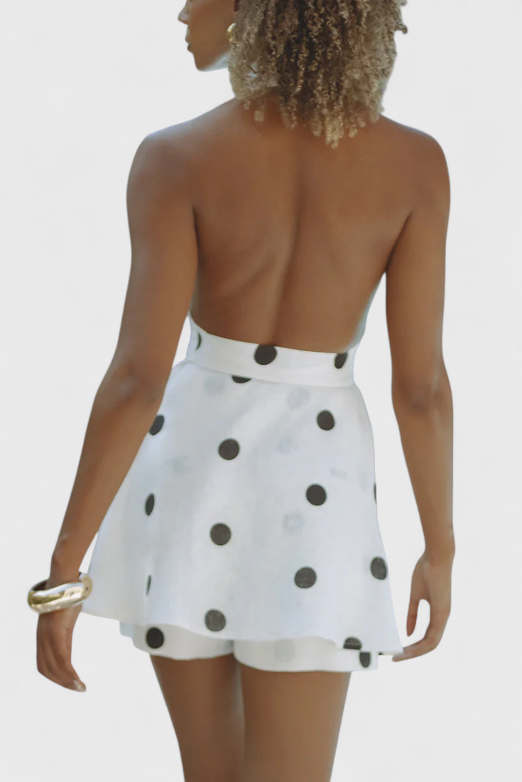 Eshra Conjunto de Top Halter y Shorts de Lunares