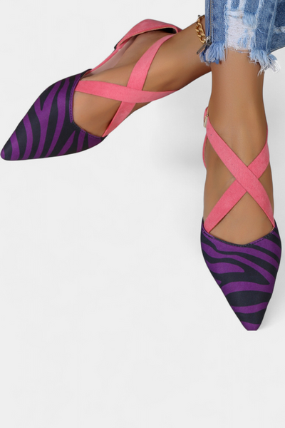 Bailarinas Fenna con Diseño de Cebra y Tiras Cruzadas