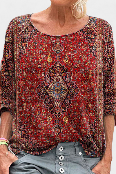 Blusa Holgada Omari con Estampado Bohemio Retro