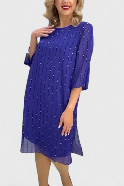 Vestido Elegante de Gasa Polly con Corte Clásico y Caída Suave
