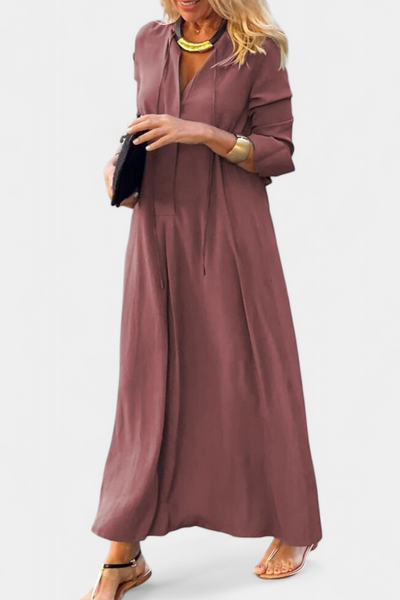 Vestido Verónica de Manga Larga con Escote en V