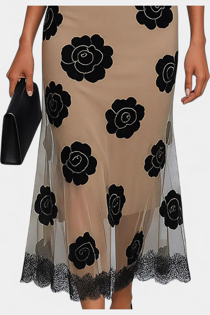 Halsey Midi Dress with Elegant Contrast