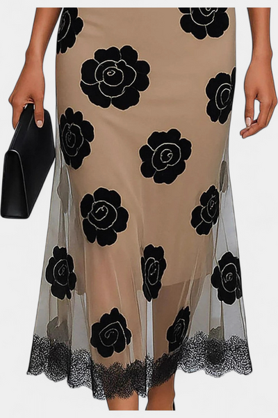 Halsey Midi Dress with Elegant Contrast