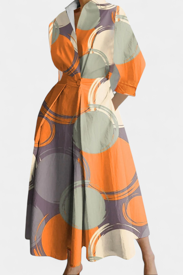 Miriam Vestido Maxi Retro de Manga Larga