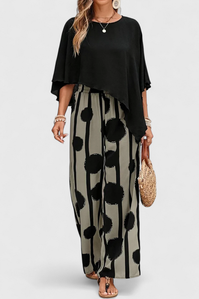Aleida Conjunto Asimétrico: Top y Pantalón con Estampado