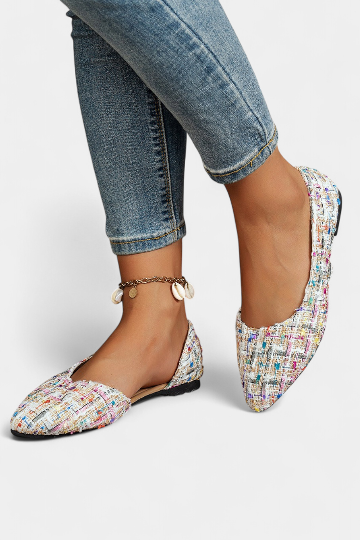 Zapatillas Tejidas Multicolores con Punta Afilada Crystal