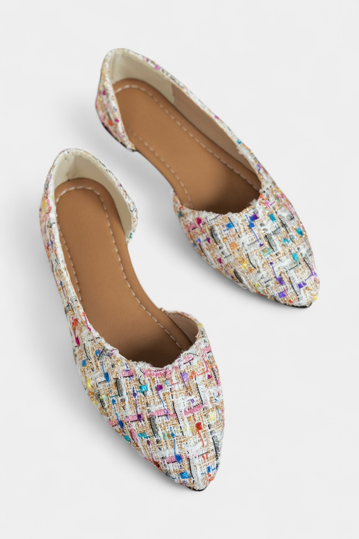 Zapatillas Tejidas Multicolores con Punta Afilada Crystal