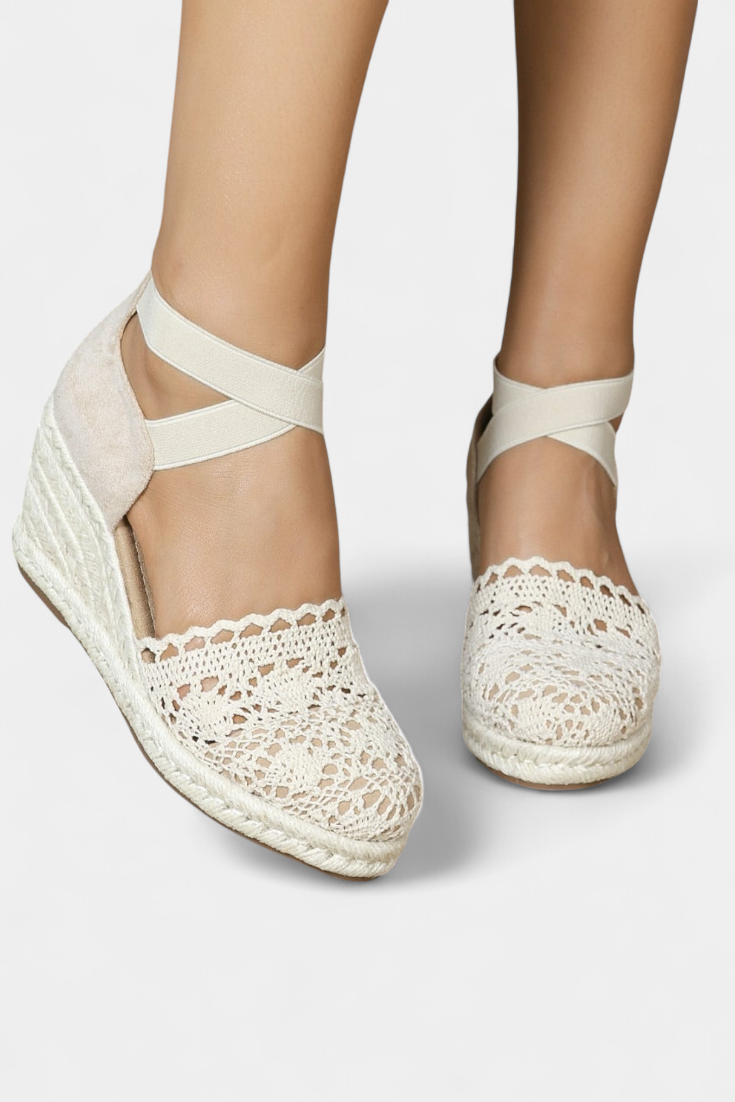 Nadie Women's Wedge Espadrilles with Handcrafted Lace
