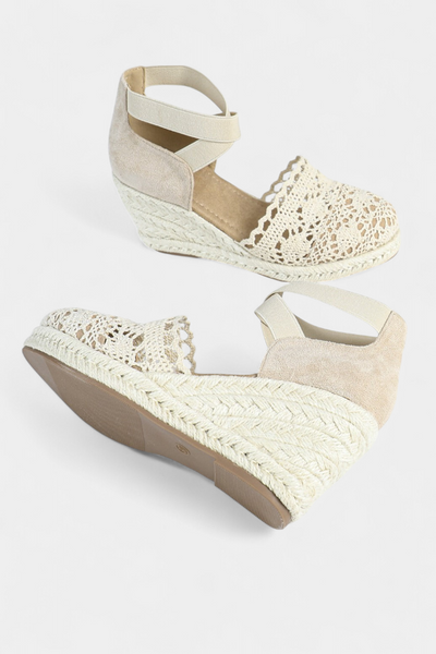 Nadie Women's Wedge Espadrilles with Handcrafted Lace