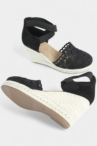 Nadie Women's Wedge Espadrilles with Handcrafted Lace