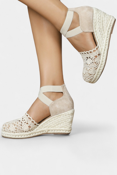 Nadie Women's Wedge Espadrilles with Handcrafted Lace