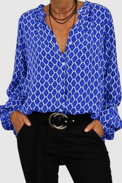 Blusa Jemima con Botones y Diseño Geométrico