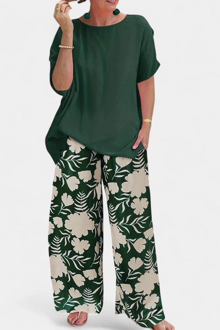 Aivy Conjunto Floral de Dos Piezas con Estilo Casual