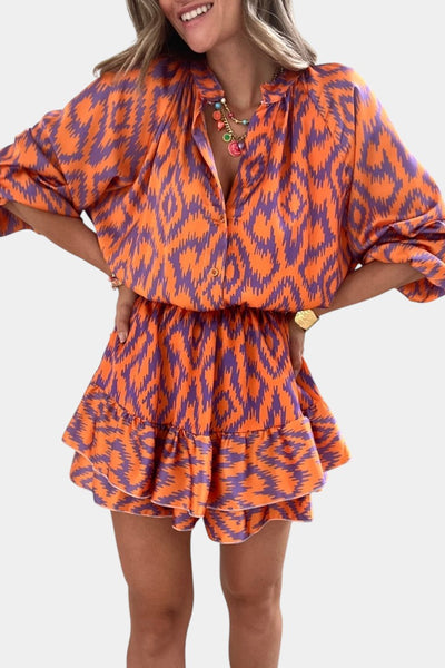 Yasmine Mono Mini con Volantes y Diseño Ikat