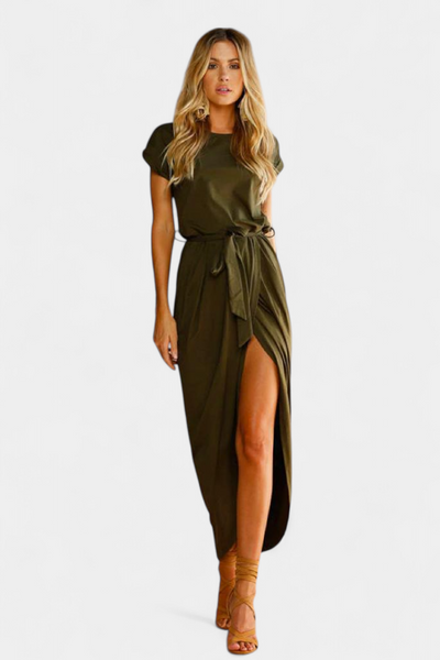 Vestido Midi Envolvente Clarissa con Abertura Lateral