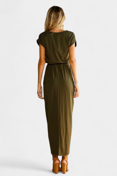Vestido Midi Envolvente Clarissa con Abertura Lateral