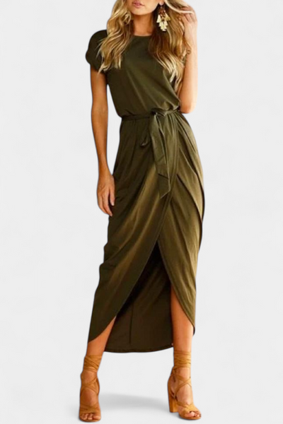 Vestido Midi Envolvente Clarissa con Abertura Lateral
