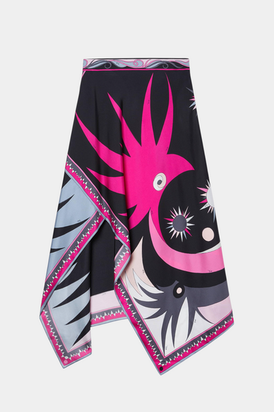 Ciana Conjunto de Satén con Falda Abstracta y Top Halter