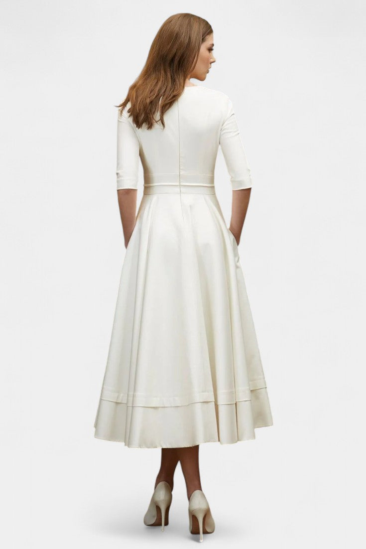 Nylah Vestido Midi A-Line de Estilo Vintage