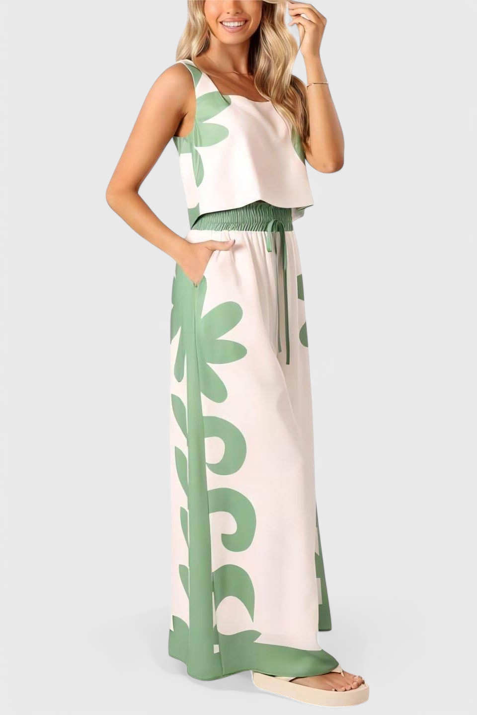 Conjunto Floral Boho Sin Mangas Serafina