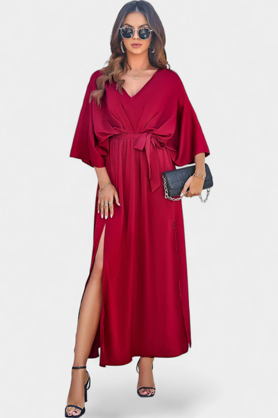 Milly Vestido Chic con Cinta y Abertura