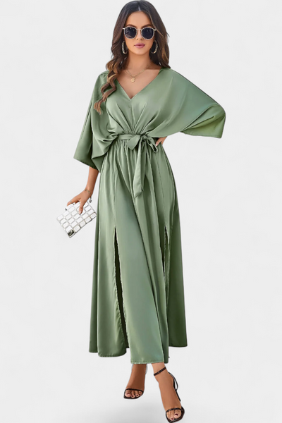 Milly Vestido Chic con Cinta y Abertura