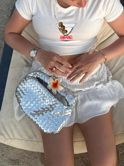 Sage Mini Woven Satchel Bag