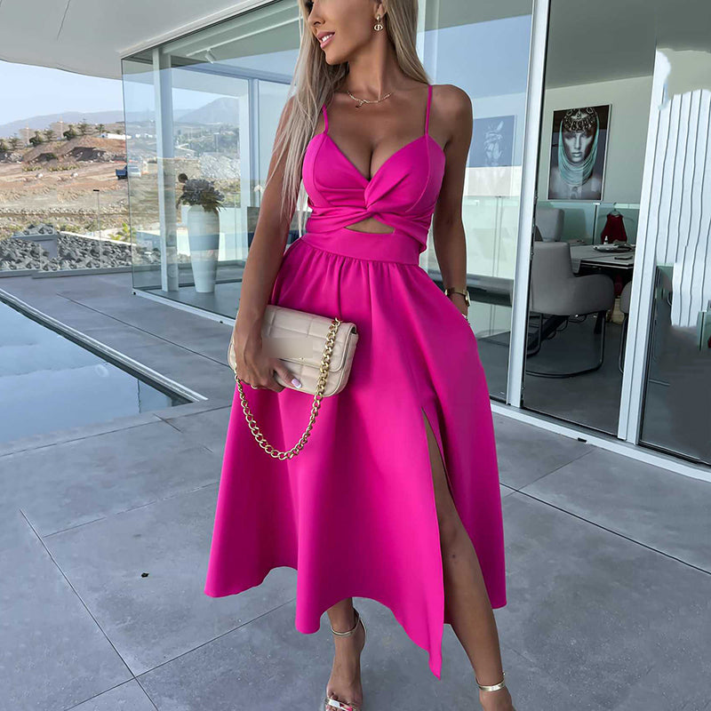 Renaya™ – Vestido Midi Elegante con Efecto Corsé