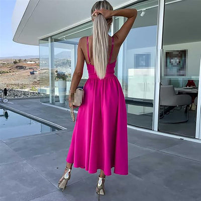 Renaya™ – Vestido Midi Elegante con Efecto Corsé
