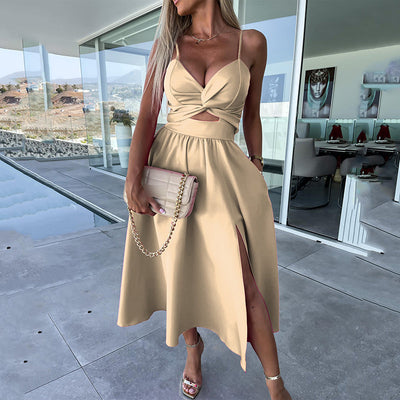 Renaya™ – Vestido Midi Elegante con Efecto Corsé