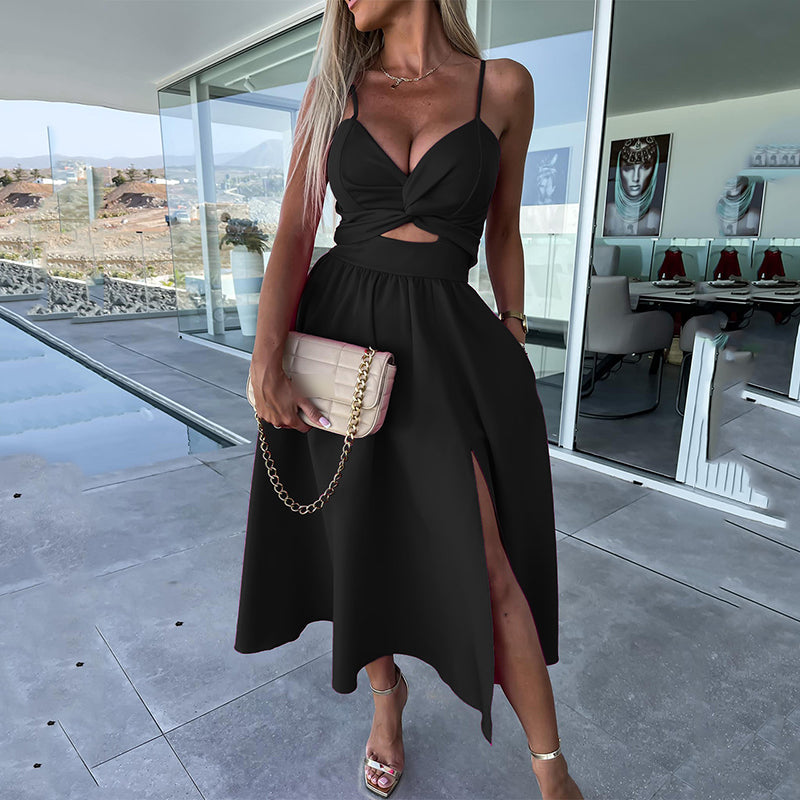 Renaya™ – Vestido Midi Elegante con Efecto Corsé