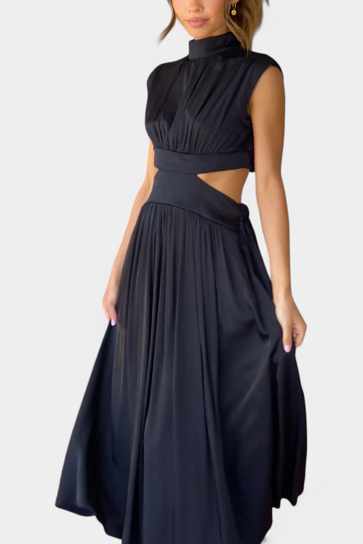 Conjunto Largo Minimalista Jocelyn con Escote Alto y Abertura Lateral