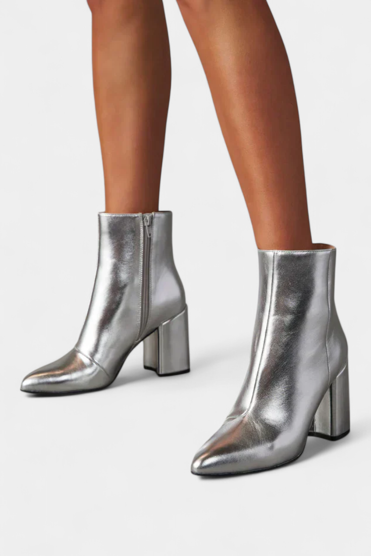 Botas de Tobillo Metálicas en Plata Ralica