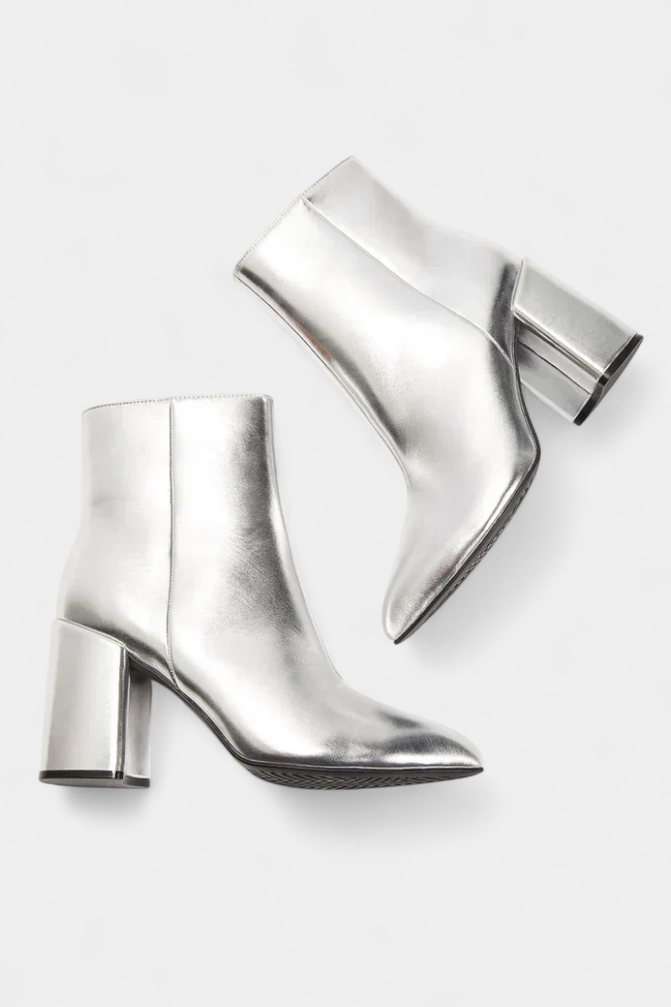 Botas de Tobillo Metálicas en Plata Ralica